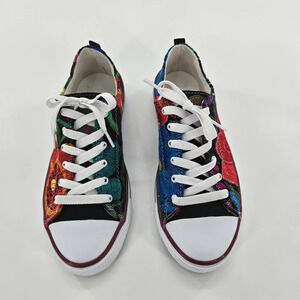 Hand Embroidered colorful floral sneaker shoes made in Mexico